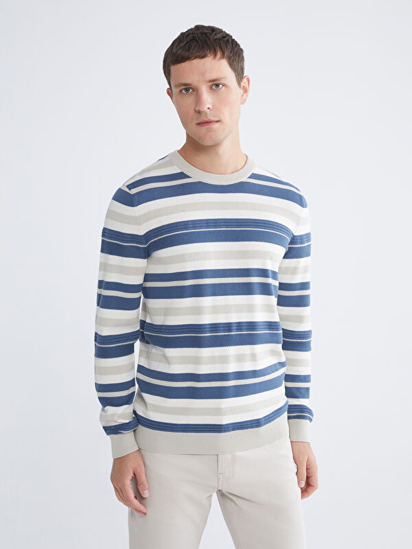 LCWAIKIKI Classic Crew Neck Striped Men's Knitwear Sweater