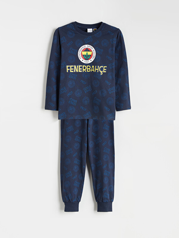LCW Kids Bisiklet Yaka Fenerbahçe Baskılı Erkek Çocuk Pijama Takımı