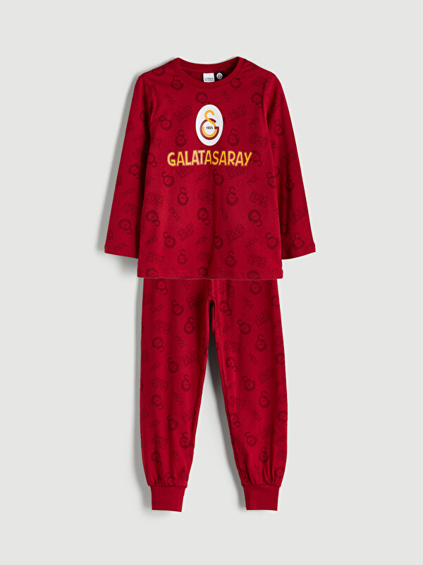LCW Kids Bisiklet Yaka Galatasaray Baskılı Erkek Çocuk Pijama Takımı