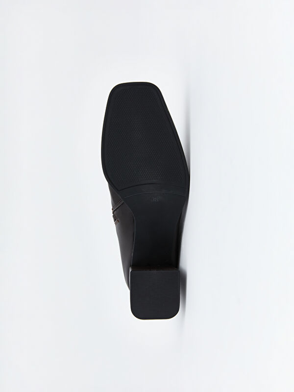 Deri Görünümlü Kadın Topuklu Bot - Görsel 5