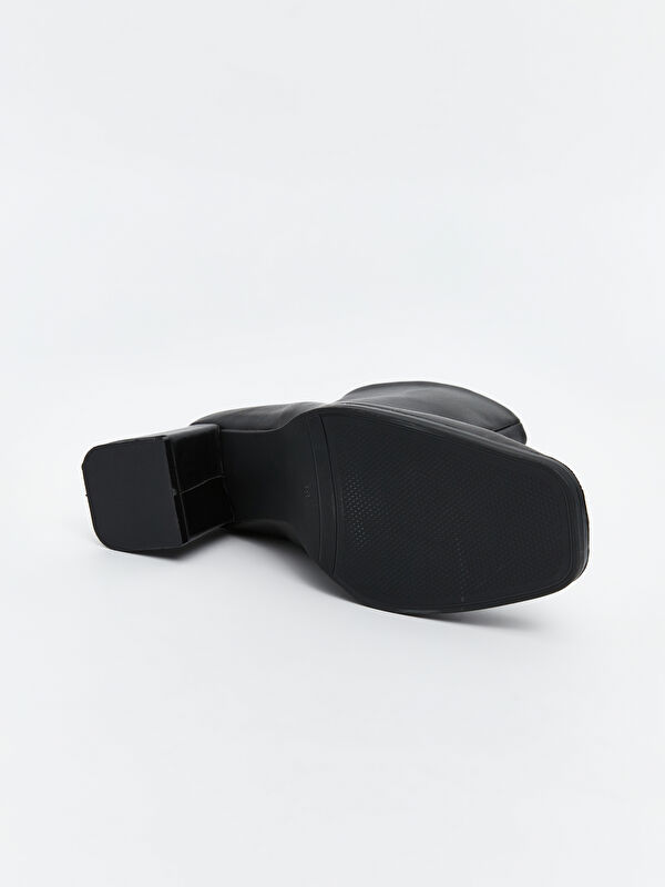 Deri Görünümlü Kadın Topuklu Bot - Görsel 5