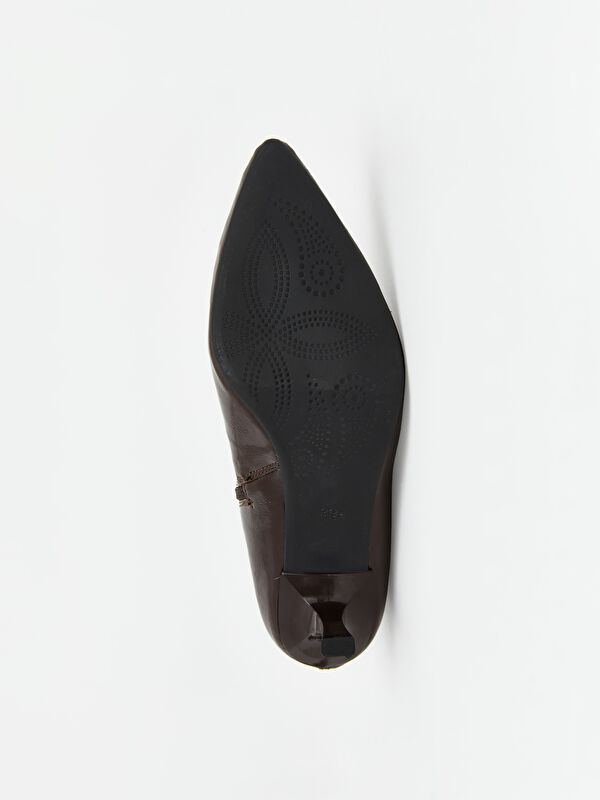 Deri Görünümlü Kadın Topuklu Bot - Görsel 5