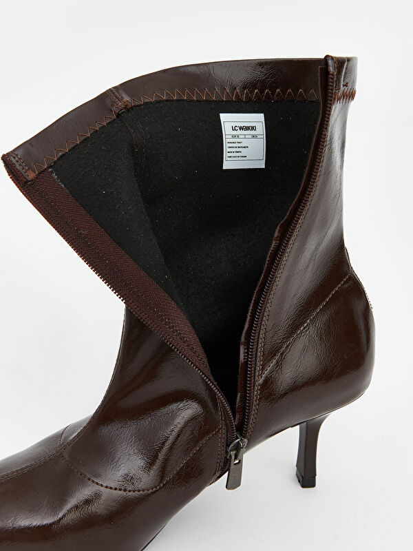 Deri Görünümlü Kadın Topuklu Bot - Görsel 8