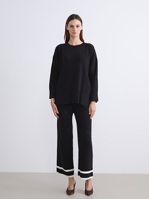 LCWAIKIKI Classic Pantalon en Tricot Rayé à Taille Élastiquée pour Femmes