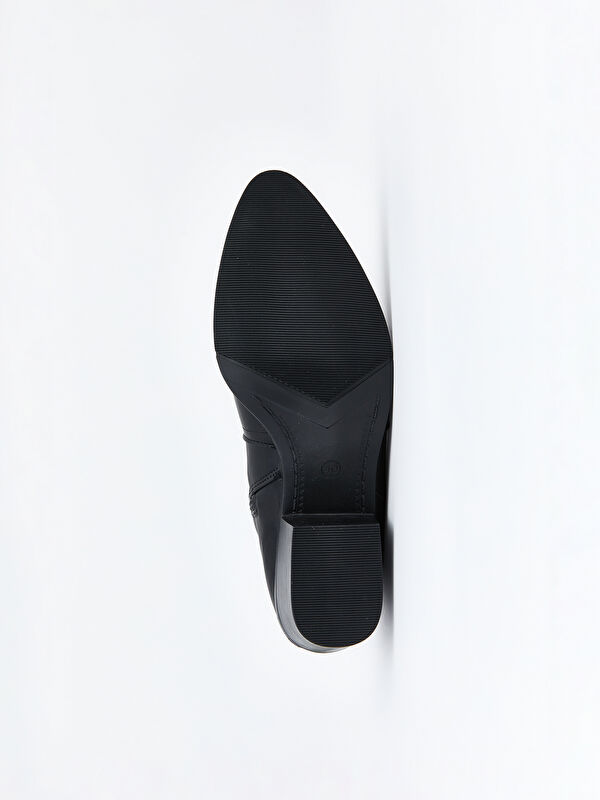 Deri Görünümlü Kadın Kovboy Çizme - Görsel 5