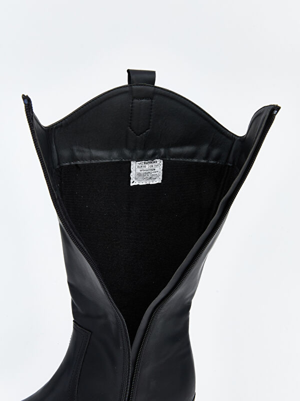 Deri Görünümlü Kadın Kovboy Çizme - Görsel 8