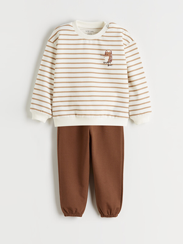 LCW baby Striped Baby Boys' Sweatshirt and Sweatpants