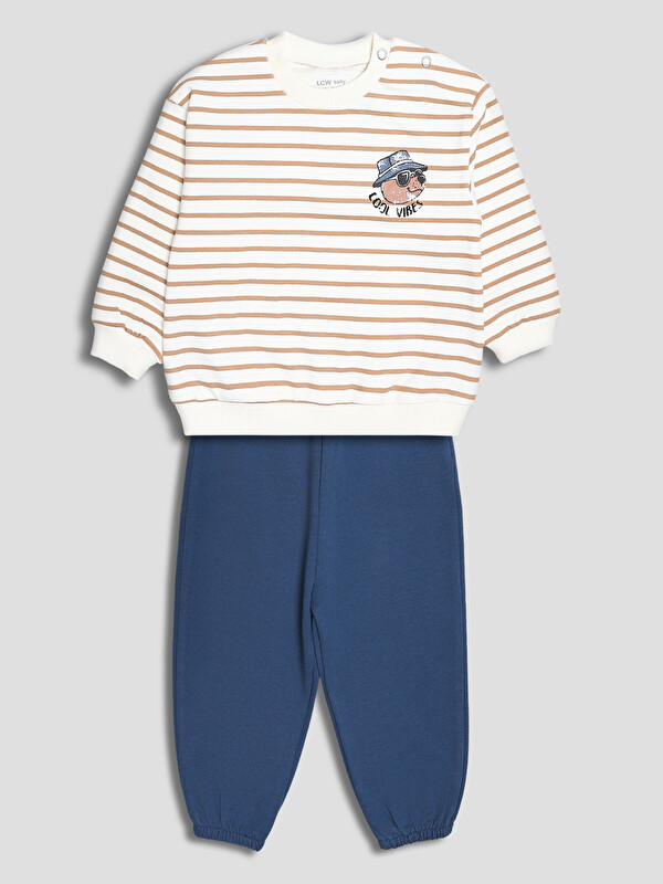 LCW baby Striped Baby Boys' Sweatshirt and Sweatpants
