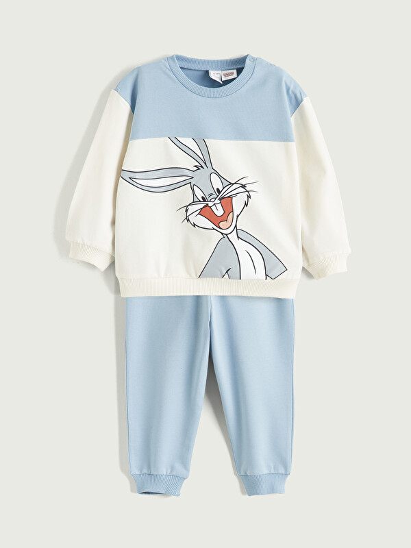 LCW baby Bugs Bunny Baskılı Erkek Bebek Sweatshirt ve Eşofman Altı