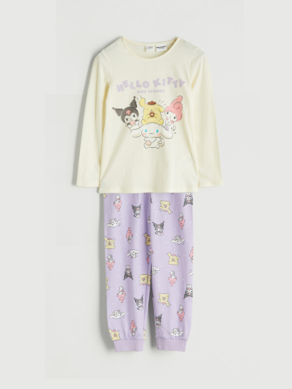LCW Kids Crew Neck Hello Kitty Printed Girls' Pyjama Set