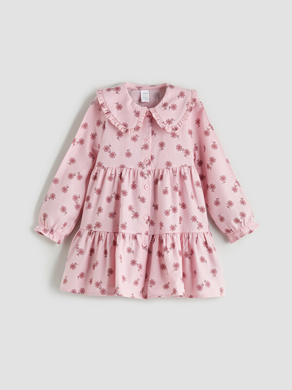 LCW ECO Bebe Yaka Çiçekli Kız Bebek Elbise