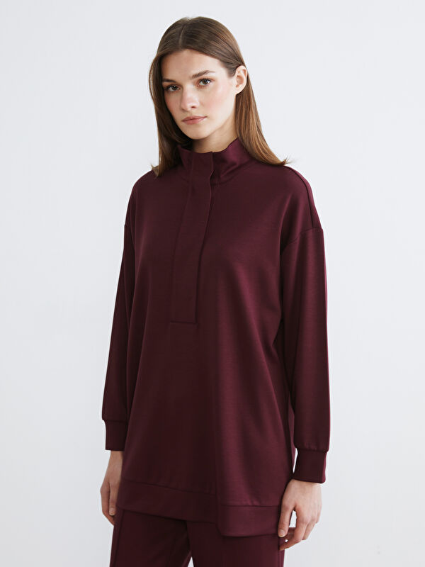 LCW Modest Dik Yaka Oversize Kadın Sweatshirt Tunik