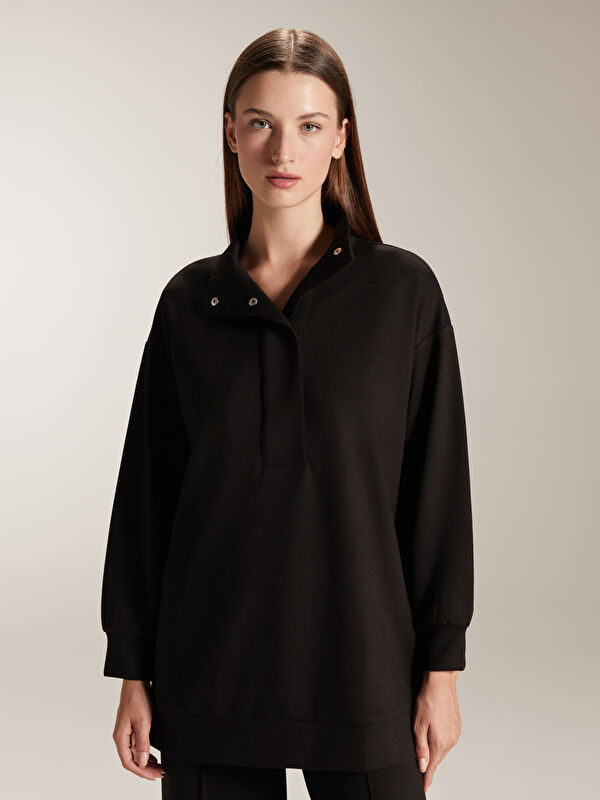 LCW Modest Dik Yaka Oversize Kadın Sweatshirt Tunik