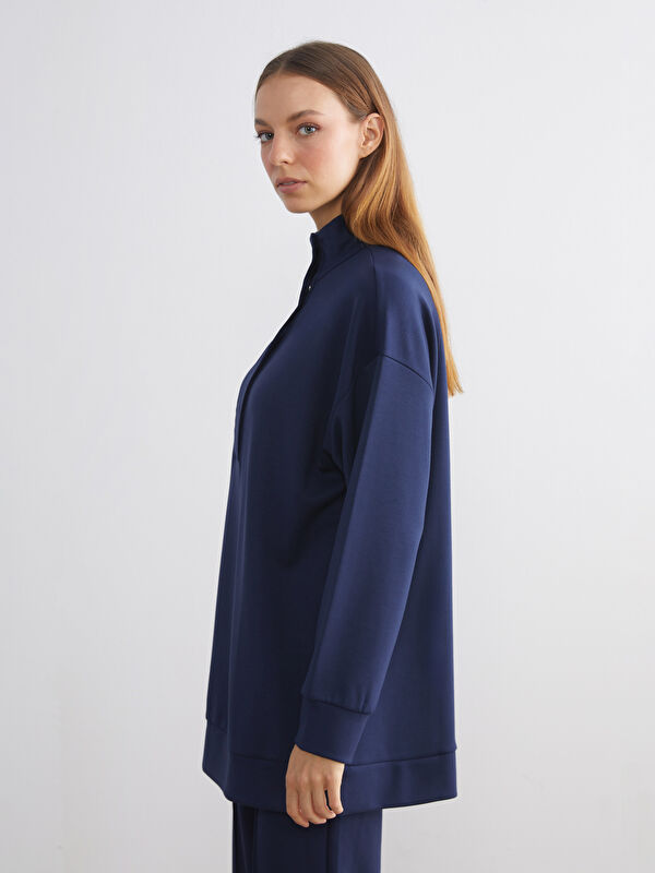 LCW Modest Dik Yaka Oversize Kadın Sweatshirt Tunik