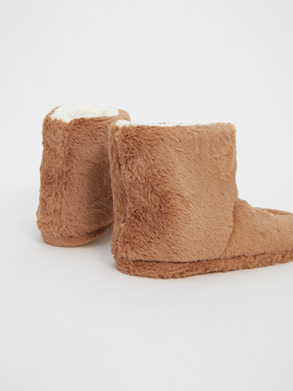 Nakışlı Pelüş Kız Çocuk Ev Botu Panduf - Görsel 6