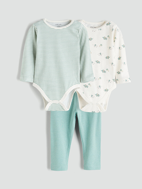 LCW baby Erkek Bebek Çıtçıtlı Body 2'li ve Tayt