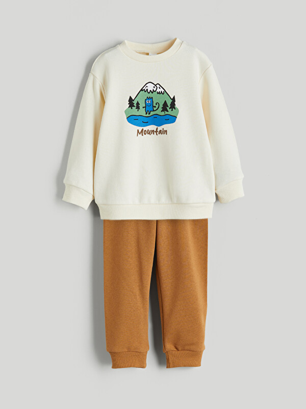 LCW ECO Baskılı Erkek Çocuk Sweatshirt ve Eşofman Alt 2'li