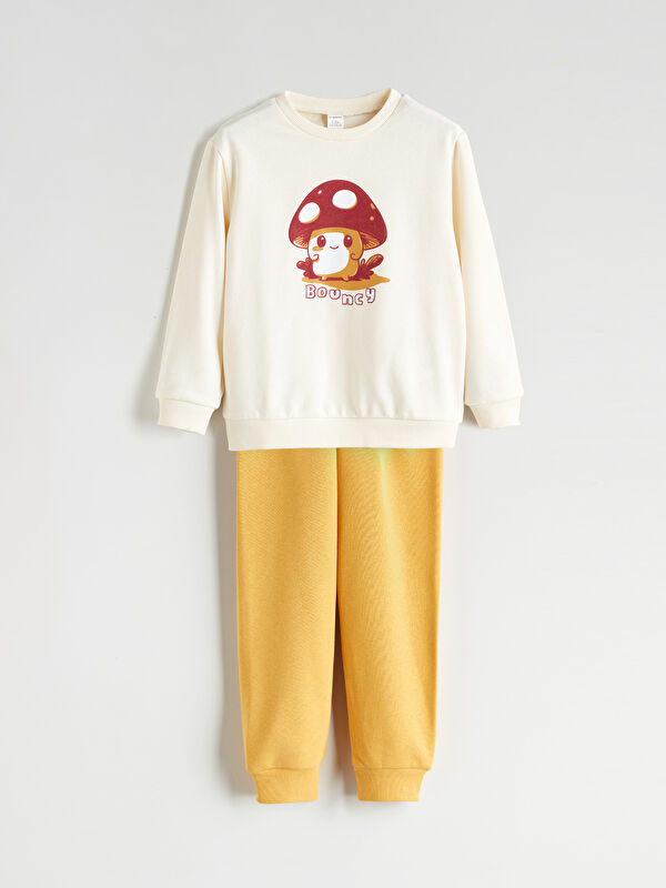 LCW ECO Bisiklet Yaka Baskılı Erkek Çocuk Sweatshirt ve Eşofman Alt 2'li