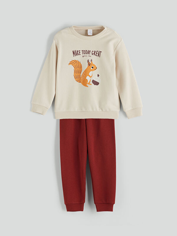 LCW ECO Baskılı Erkek Çocuk Sweatshirt ve Eşofman Altı