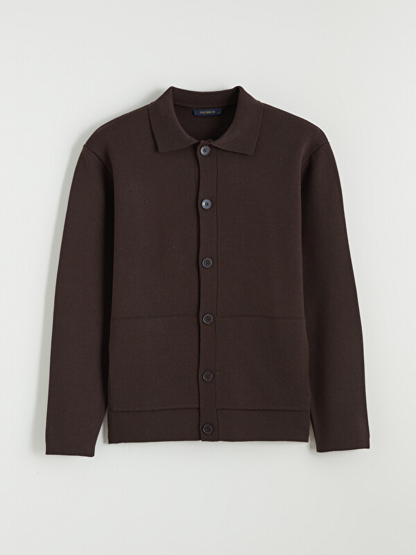 ミュージシャン CHRONOIZM COLLARED CARDIGAN <BROWN> XXL SOUTHBLUE Polo Neck Men's Knit Cardigan - W5HP69Z8-ZNT | LC Waikiki