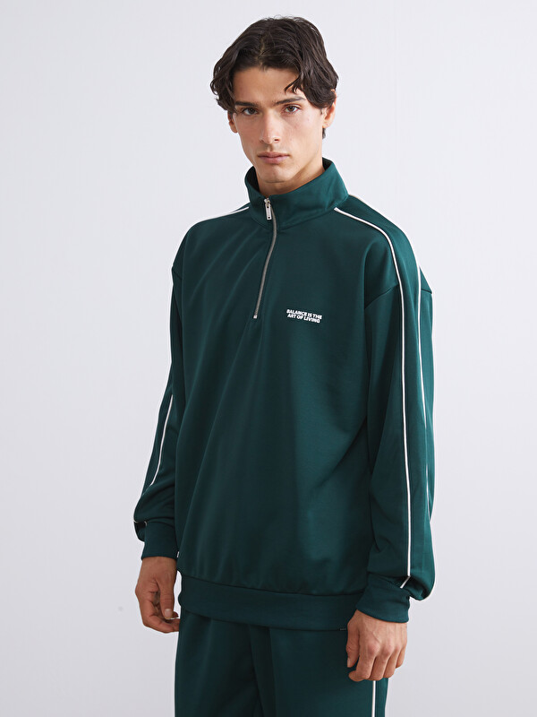 XSIDE Dik Yaka Baskılı Erkek Sweatshirt