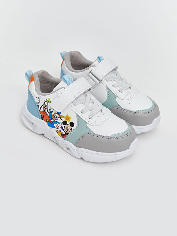 Mickey Mouse Baskılı Tabanı Işıklı Erkek Bebek Spor Ayakkabı - Görsel 3