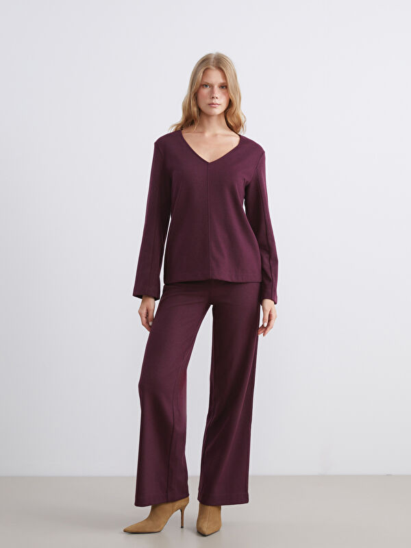 LCW Vision Pantalon à Taille Élastiquée à Jambe Large pour Femmes