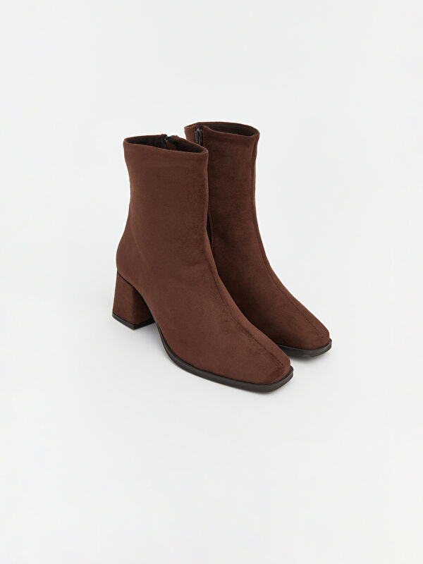 Süet Görünümlü Kadın Topuklu Bot - Görsel 2