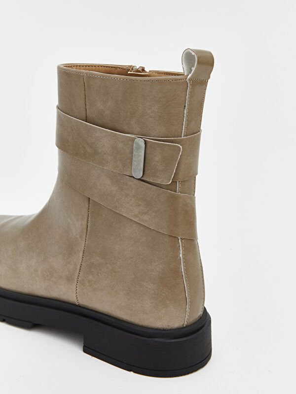 Fermuarlı Deri Görünümlü Kadın Bot - Görsel 6