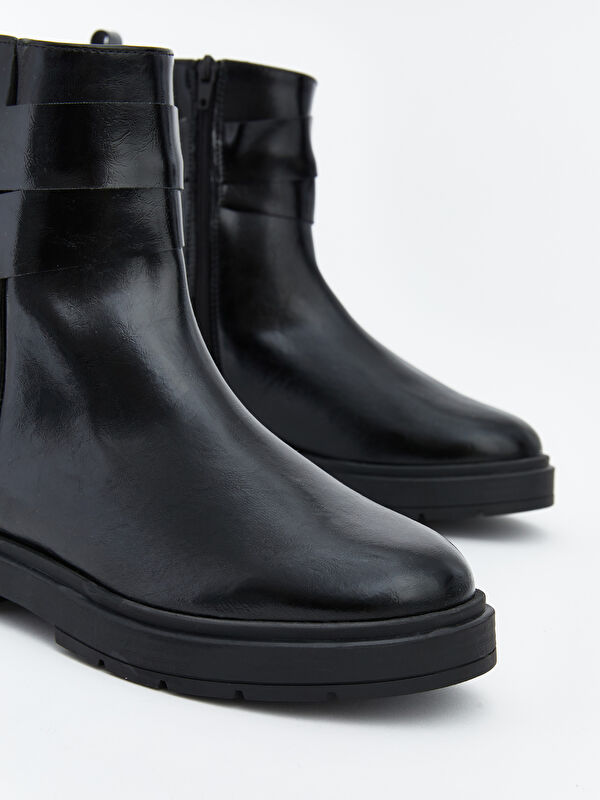 Fermuarlı Deri Görünümlü Kadın Bot - Görsel 4