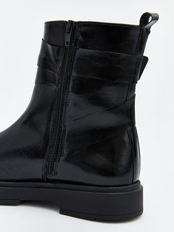 Fermuarlı Deri Görünümlü Kadın Bot - Görsel 6