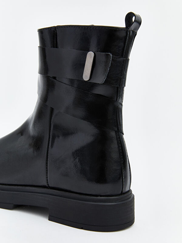 Fermuarlı Deri Görünümlü Kadın Bot - Görsel 7