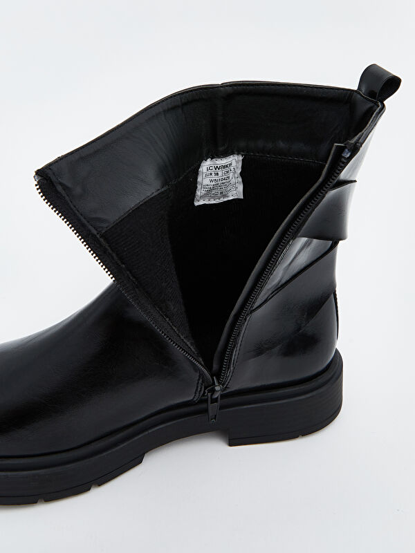 Fermuarlı Deri Görünümlü Kadın Bot - Görsel 8