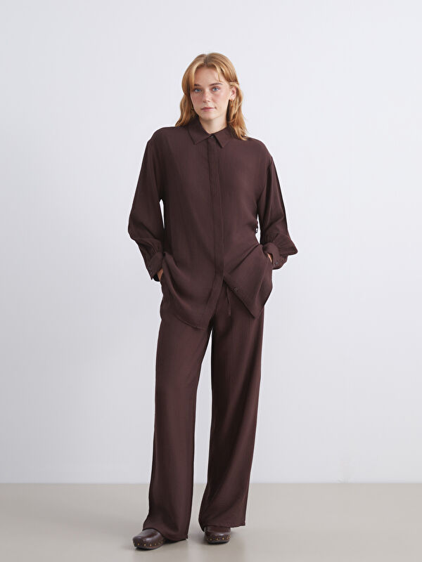 LCW Modest Beli Lastikli Geniş Paça Kadın Pantolon