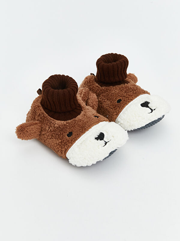 Hayvan Nakışlı Pelüş Erkek Bebek Ev Botu Panduf - Görsel 2