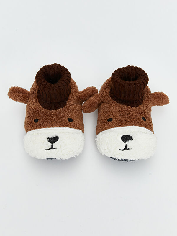 Hayvan Nakışlı Pelüş Erkek Bebek Ev Botu Panduf - Görsel 4