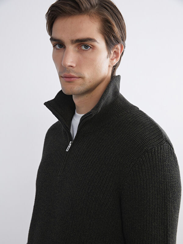 LCW Vision Zippered Funnel Neck Men's Knit Sweater