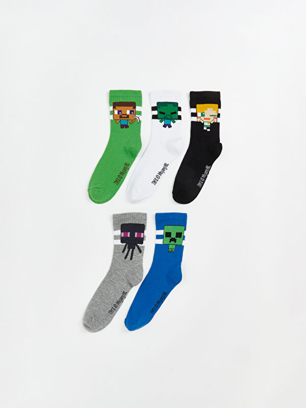 LCW Kids Minecraft Desenli Erkek Çocuk Soket Çorap 5'li