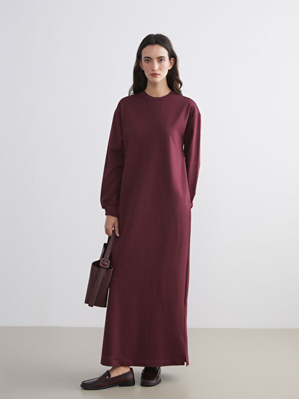 LCW Modest Bisiklet Yaka Sweatshirt Elbise