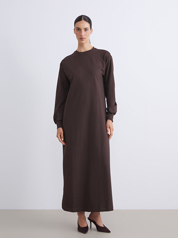 LCW Modest Bisiklet Yaka Sweatshirt Elbise