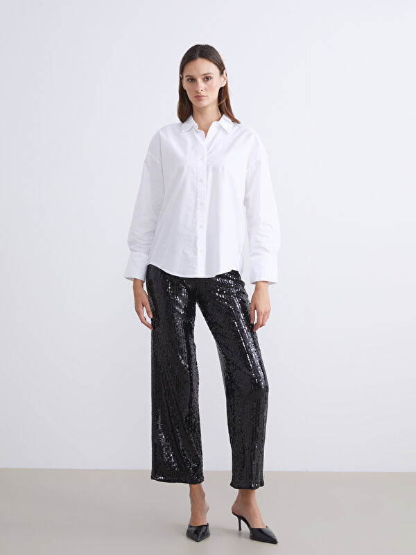 LCW Vision Elastic Waist Sequin Women's Pants