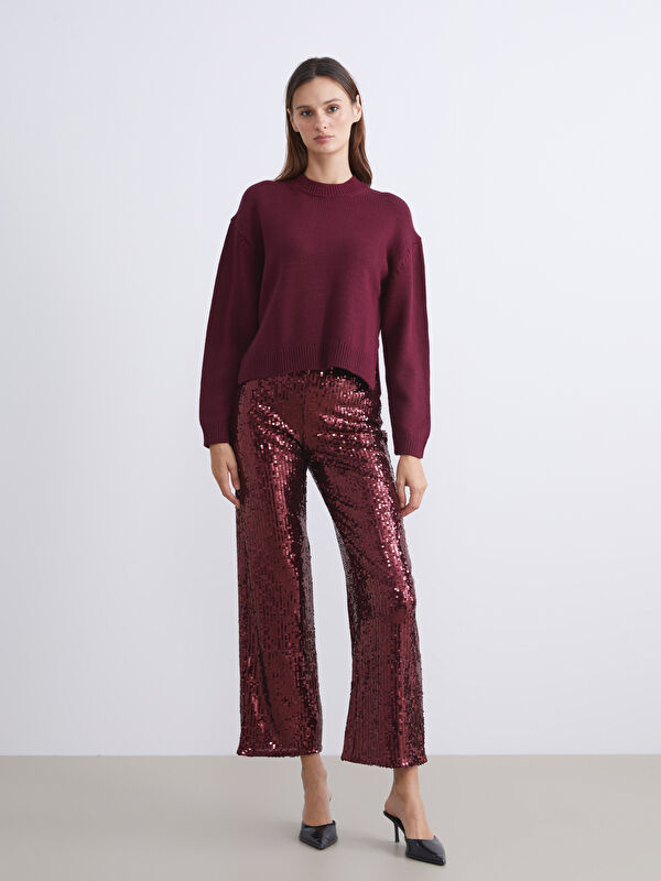 LCW Vision Elastic Waist Sequin Women's Pants