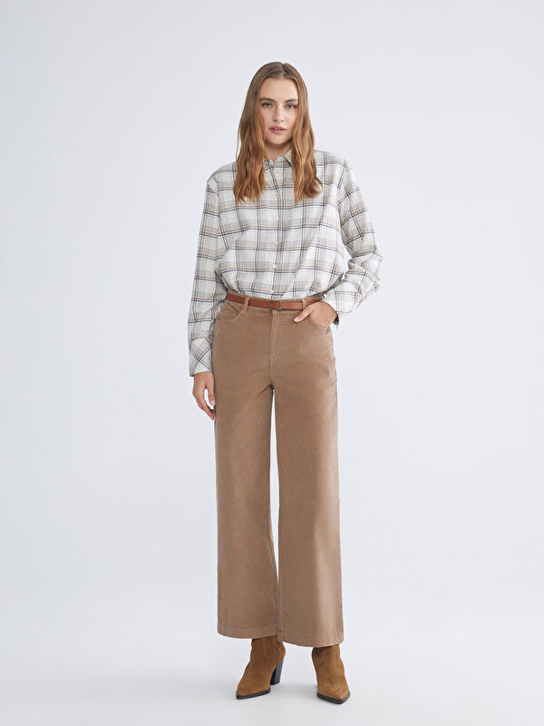 LCWAIKIKI Classic High Waisted Velvet Women's Trousers