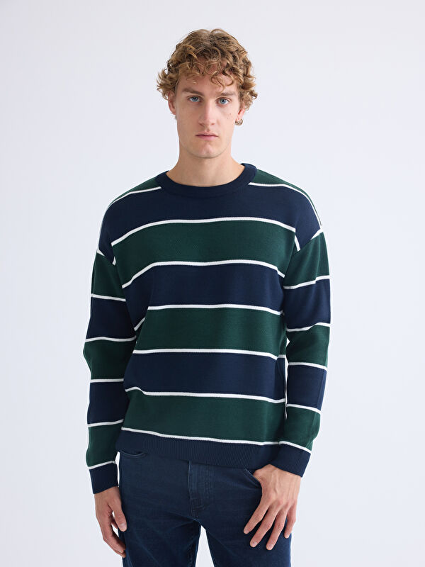 XSIDE Crew Neck Striped Men's Knitwear Sweater