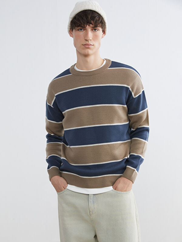 XSIDE Crew Neck Striped Men's Knitwear Sweater