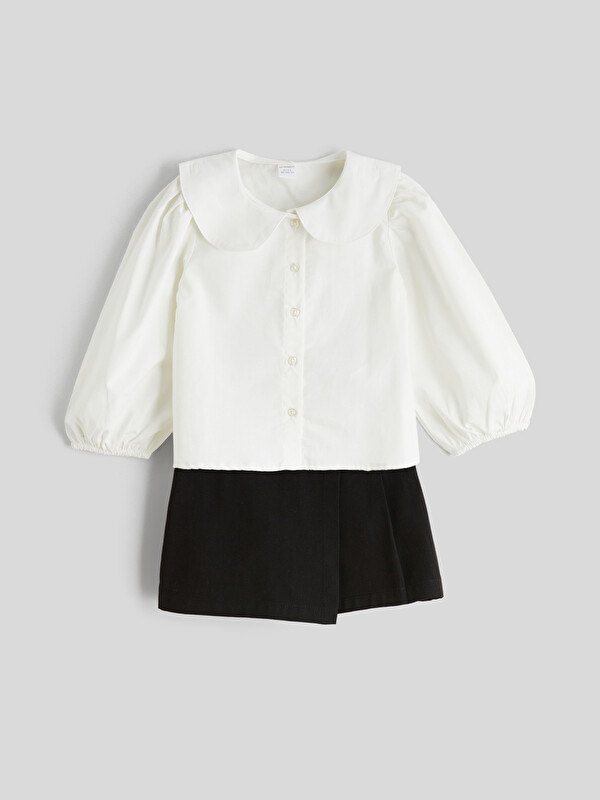 LCW Kids Peter Pan Collar Girls' Shirt and Skort 2 Pack