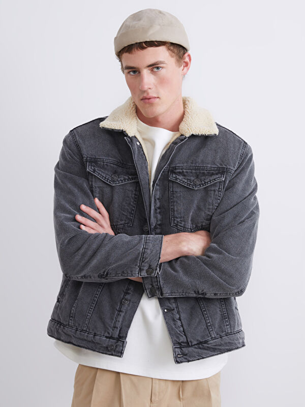 XSIDE Regular Fit Collared Neck Men's Denim Coat