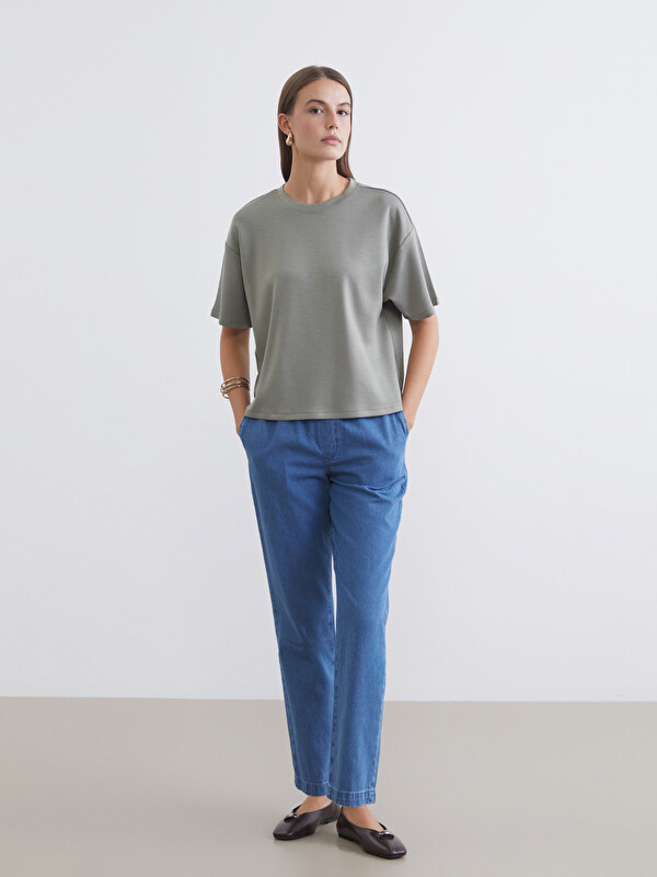 LCWAIKIKI Classic Beli Lastikli Carrot Fit Kadın Jean Pantolon