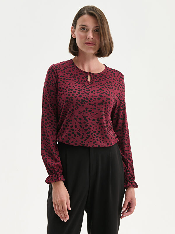 LCW Grace Plus Size Crew Neck Patterned Blouse