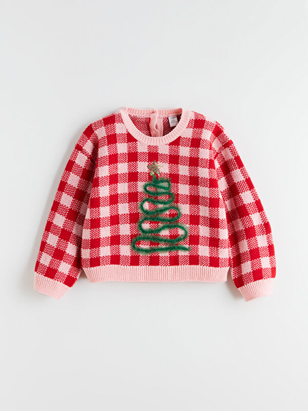 LCW Kids Crew Neck New Year Themed Girls' Knitwear Sweater